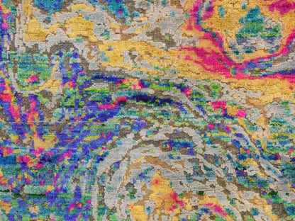 Transitional hand-knotted wool/silk runner in Multicolored, 3' x 10', SKU O078941 (view 3)