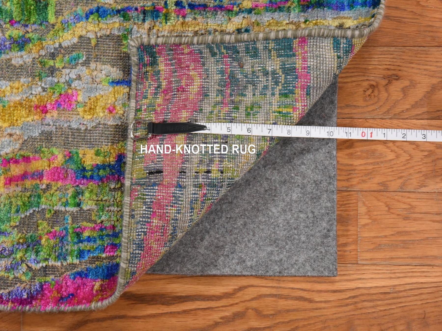 Transitional hand-knotted wool/silk runner in Multicolored, 3' x 10', SKU O078941 (view 5)