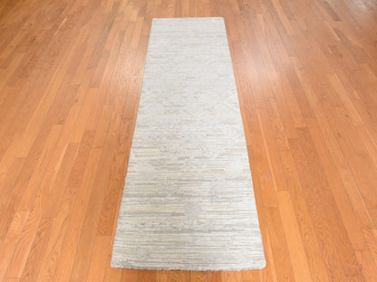 Modern / Contemporary hand-knotted wool runner in Gray, 2'6" x 8', SKU O078943 (view 2)