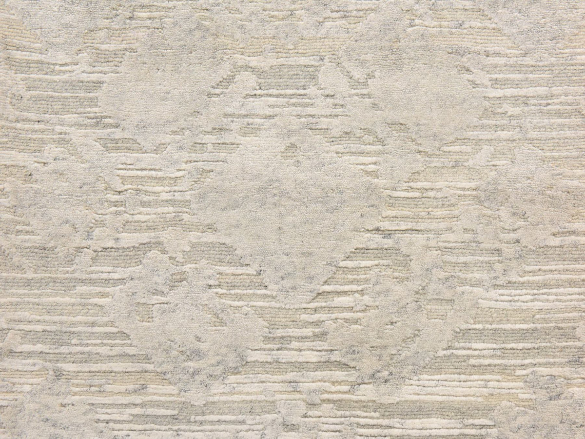 Modern / Contemporary hand-knotted wool runner in Gray, 2'6" x 8', SKU O078943 (view 3)