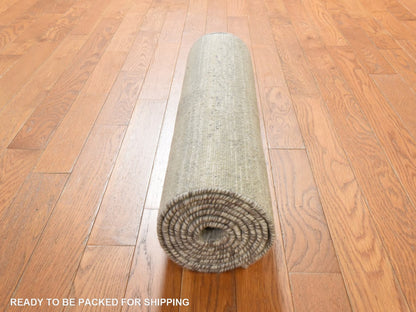 Modern / Contemporary hand-knotted wool runner in Gray, 2'6" x 8', SKU O078943 (view 7)