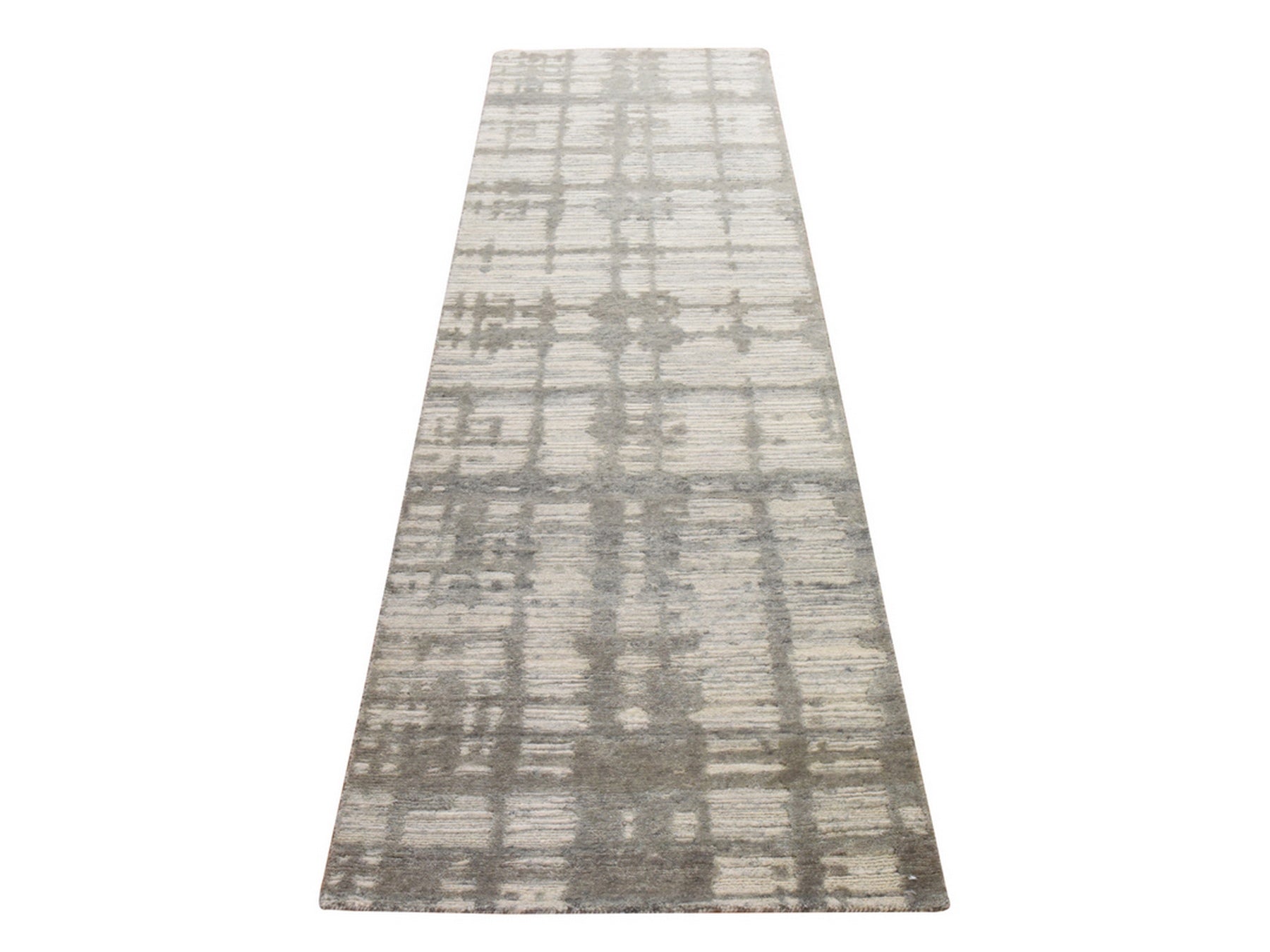 Modern / Contemporary hand-knotted wool runner in Ivory, 2'6" x 8', SKU O078944