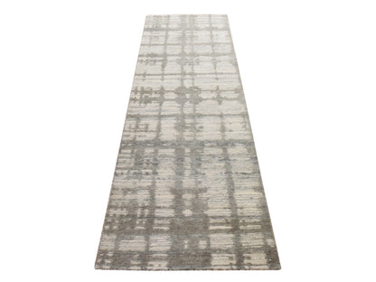 Modern / Contemporary hand-knotted wool runner in Ivory, 2'6" x 8', SKU O078944