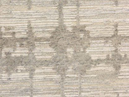 Modern / Contemporary hand-knotted wool runner in Ivory, 2'6" x 8', SKU O078944 (view 3)