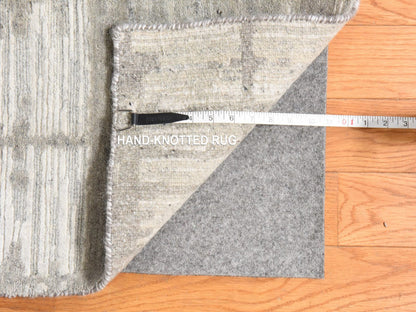 Modern / Contemporary hand-knotted wool runner in Ivory, 2'6" x 8', SKU O078944 (view 5)
