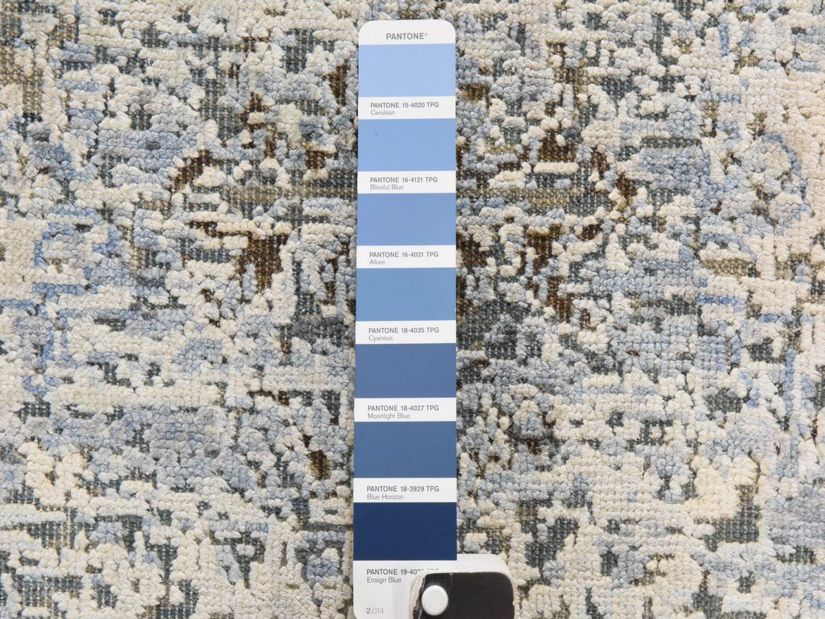 Oushak Transitional hand-knotted wool/silk runner in Ivory, 2'5" x 8', SKU O078945 (view 4)