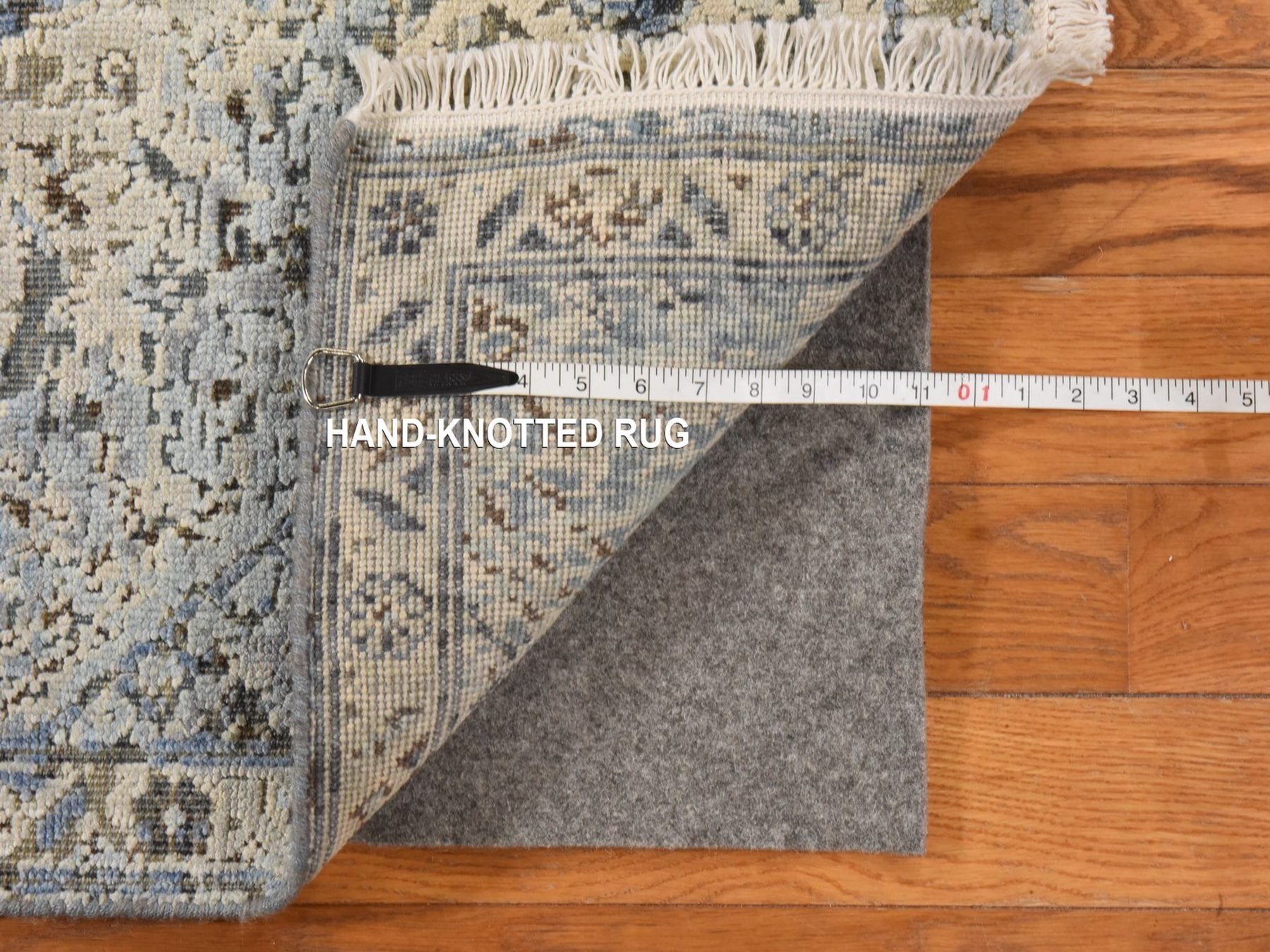Oushak Transitional hand-knotted wool/silk runner in Ivory, 2'5" x 8', SKU O078945 (view 5)