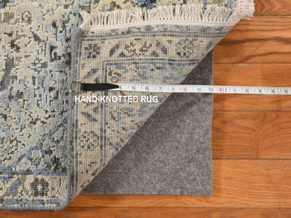 Oushak Transitional hand-knotted wool/silk runner in Ivory, 2'5" x 8', SKU O078945 (view 5)