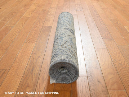 Oushak Transitional hand-knotted wool/silk runner in Ivory, 2'5" x 8', SKU O078945 (view 7)