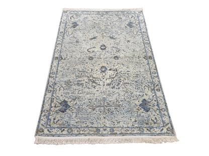 Oushak Transitional hand-knotted wool/silk rug in Ivory, 3' x 5', SKU O078946