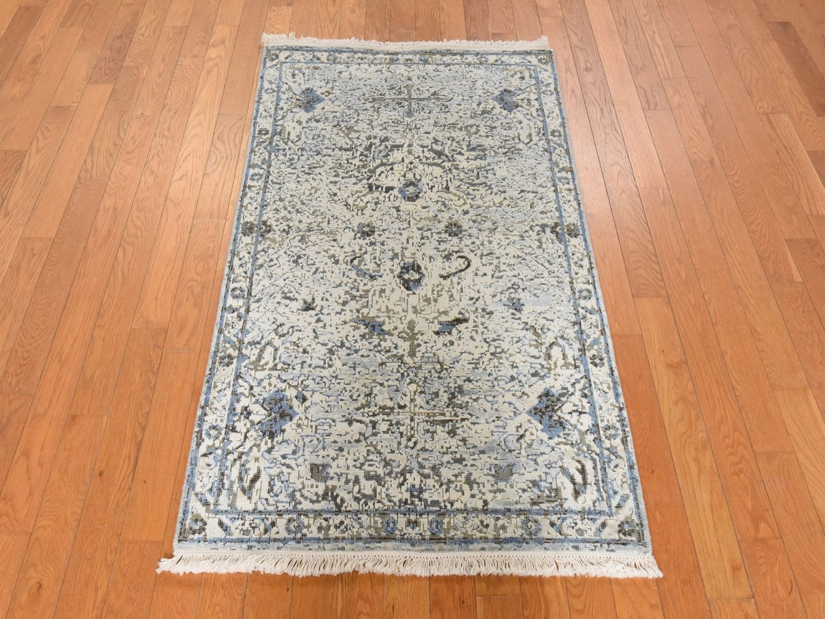 Oushak Transitional hand-knotted wool/silk rug in Ivory, 3' x 5', SKU O078946 (view 2)