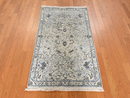 Oushak Transitional hand-knotted wool/silk rug in Ivory, 3' x 5', SKU O078946 (view 2)
