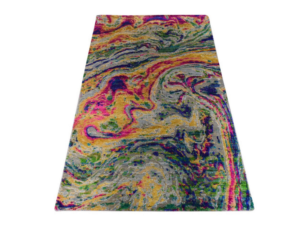 Transitional hand-knotted wool/silk rug in Multicolored, 3' x 5', SKU O078947