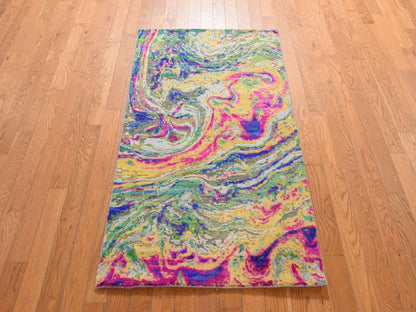 Transitional hand-knotted wool/silk rug in Multicolored, 3' x 5', SKU O078947 (view 2)