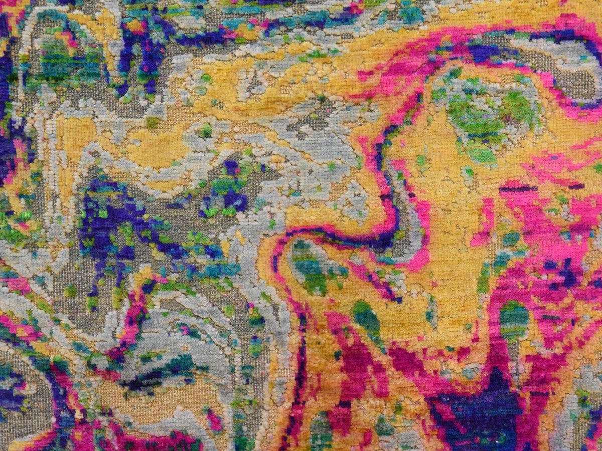 Transitional hand-knotted wool/silk rug in Multicolored, 3' x 5', SKU O078947 (view 3)