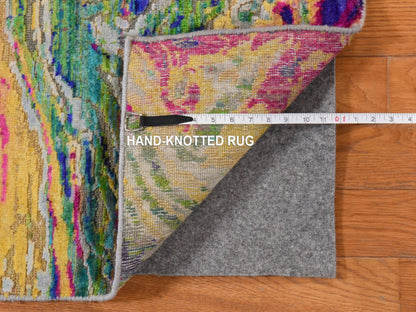 Transitional hand-knotted wool/silk rug in Multicolored, 3' x 5', SKU O078947 (view 5)