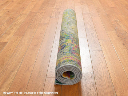 Transitional hand-knotted wool/silk rug in Multicolored, 3' x 5', SKU O078947 (view 7)