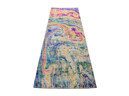 Transitional hand-knotted wool/silk runner in Multicolored, 2'10" x 8'2", SKU O078948