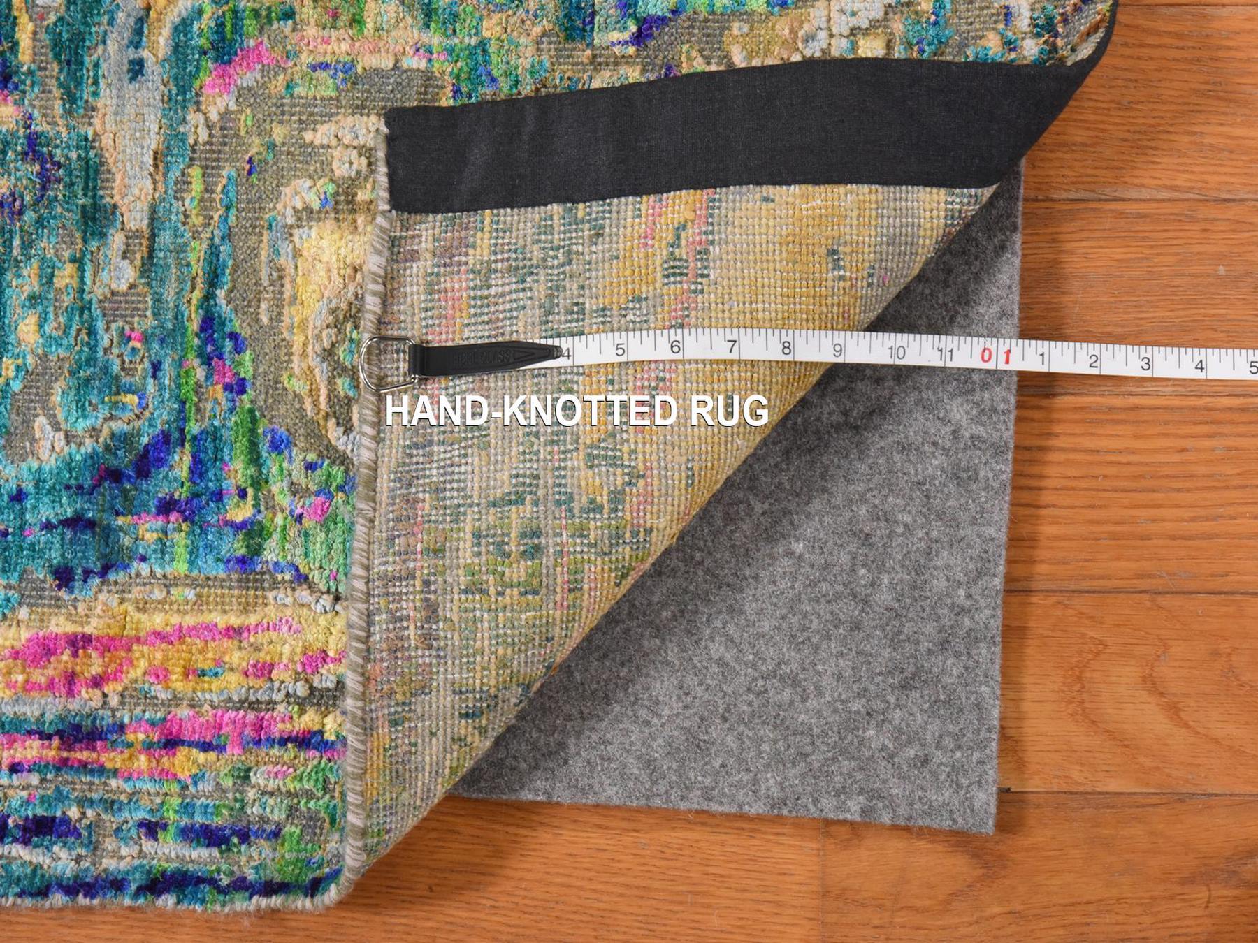 Transitional hand-knotted wool/silk runner in Multicolored, 2'10" x 8'2", SKU O078948 (view 5)