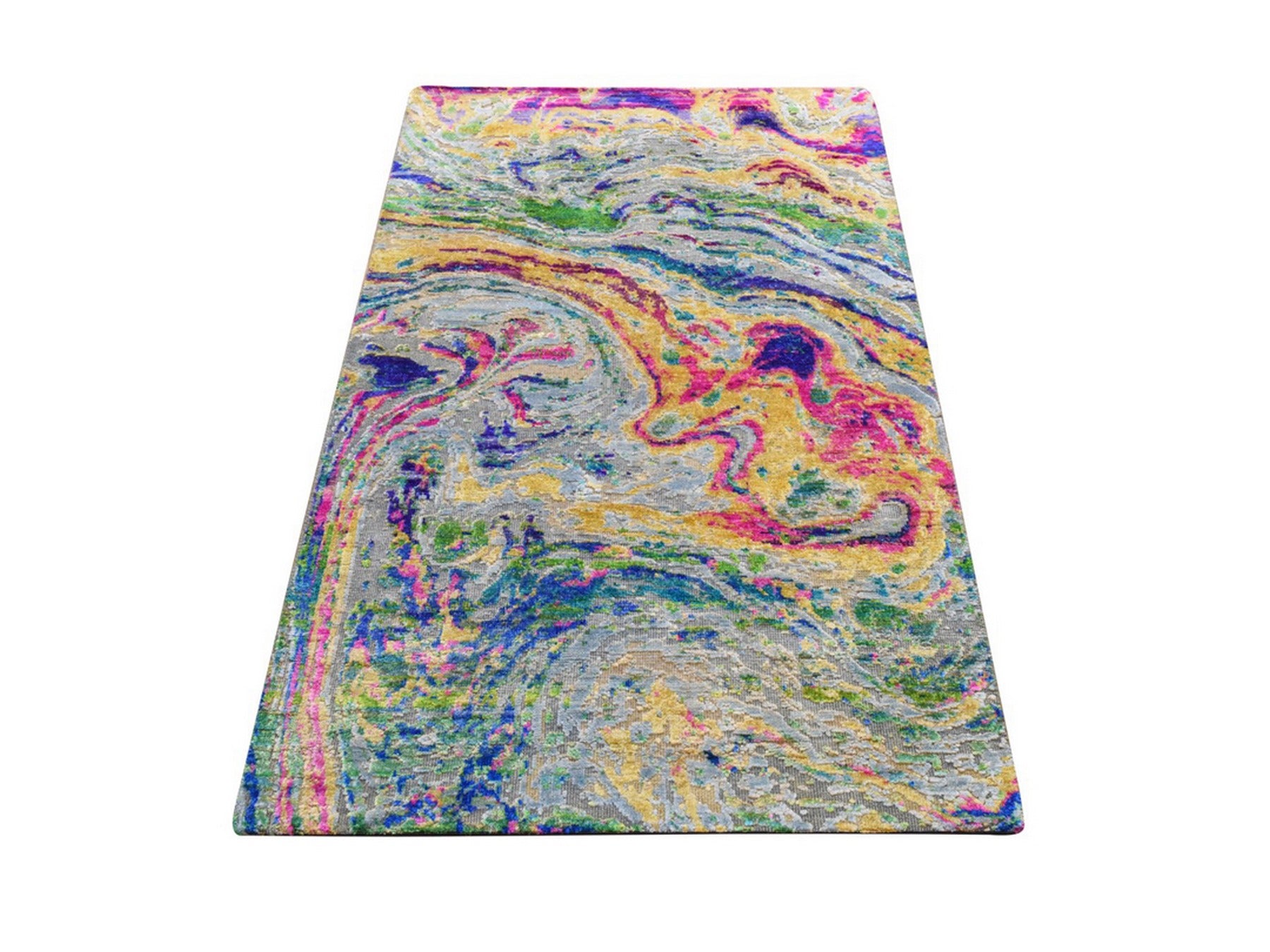 Transitional hand-knotted wool/silk rug in Multicolored, 3' x 5', SKU O078949