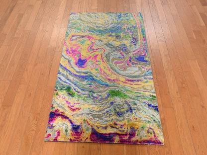 Transitional hand-knotted wool/silk rug in Multicolored, 3' x 5', SKU O078949 (view 2)