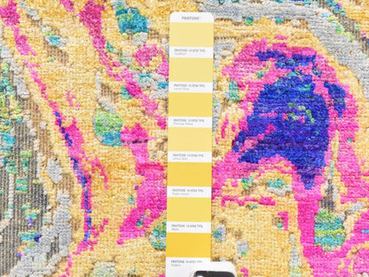 Transitional hand-knotted wool/silk rug in Multicolored, 3' x 5', SKU O078949 (view 4)