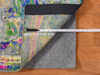 Transitional hand-knotted wool/silk rug in Multicolored, 3' x 5', SKU O078949 (view 5)