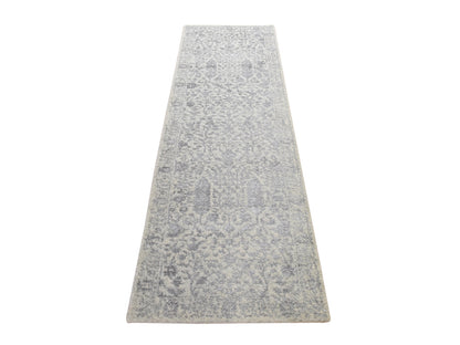 Modern / Contemporary hand-knotted wool/silk runner in Gray, 2'5" x 8', SKU O078950