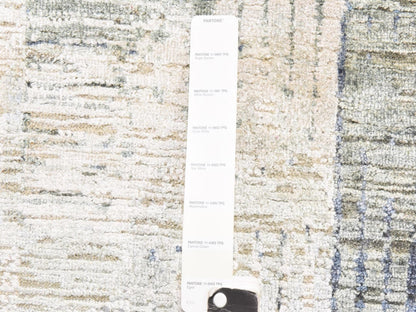 Modern / Contemporary hand-knotted wool/silk runner in Ivory, 2'6" x 8'6", SKU O078952 (view 4)