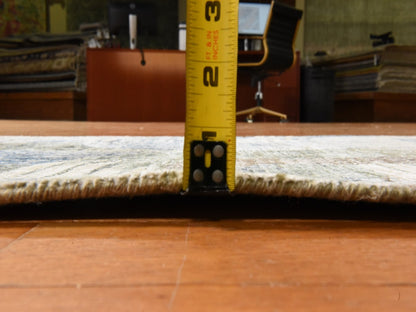 Modern / Contemporary hand-knotted wool/silk runner in Ivory, 2'6" x 8'6", SKU O078952 (view 6)