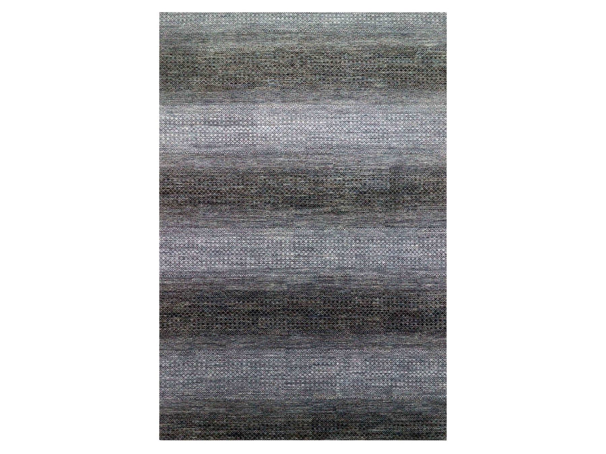 Modern / Contemporary hand-knotted wool rug in Black, 12'2" x 18' — SKU O079001