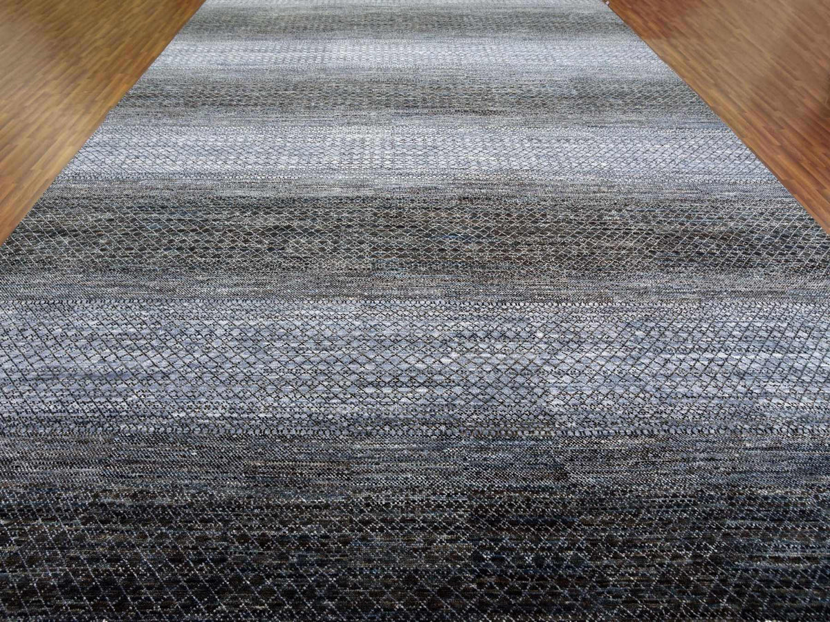 Modern / Contemporary hand-knotted wool rug in Black, 12'2" x 18' — SKU O079001 (view 2)