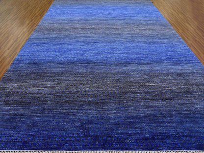 Blue 10'5" x 14'6" Modern and Contemporary Hand knotted Wool Rug - Sku: O079003