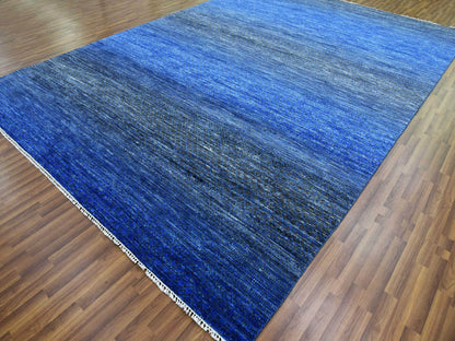 Blue 10'5" x 14'6" Modern and Contemporary Hand knotted Wool Rug - Sku: O079003