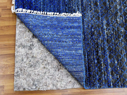 Blue 10'5" x 14'6" Modern and Contemporary Hand knotted Wool Rug - Sku: O079003