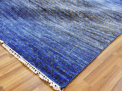 Blue 10'5" x 14'6" Modern and Contemporary Hand knotted Wool Rug - Sku: O079003