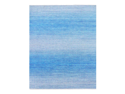 Blue 8'0" x 9'10" Modern and Contemporary Hand knotted Wool Rug - Sku: O079019