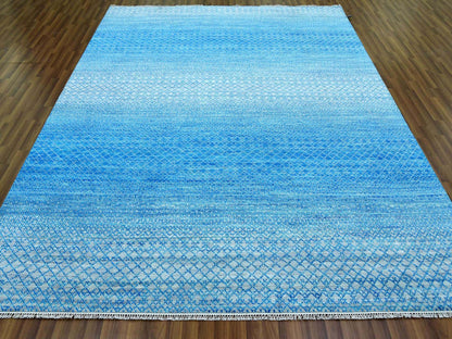 Blue 8'0" x 9'10" Modern and Contemporary Hand knotted Wool Rug - Sku: O079019