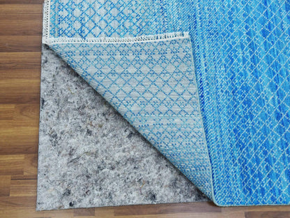 Blue 8'0" x 9'10" Modern and Contemporary Hand knotted Wool Rug - Sku: O079019