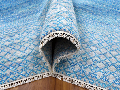 Blue 8'0" x 9'10" Modern and Contemporary Hand knotted Wool Rug - Sku: O079019