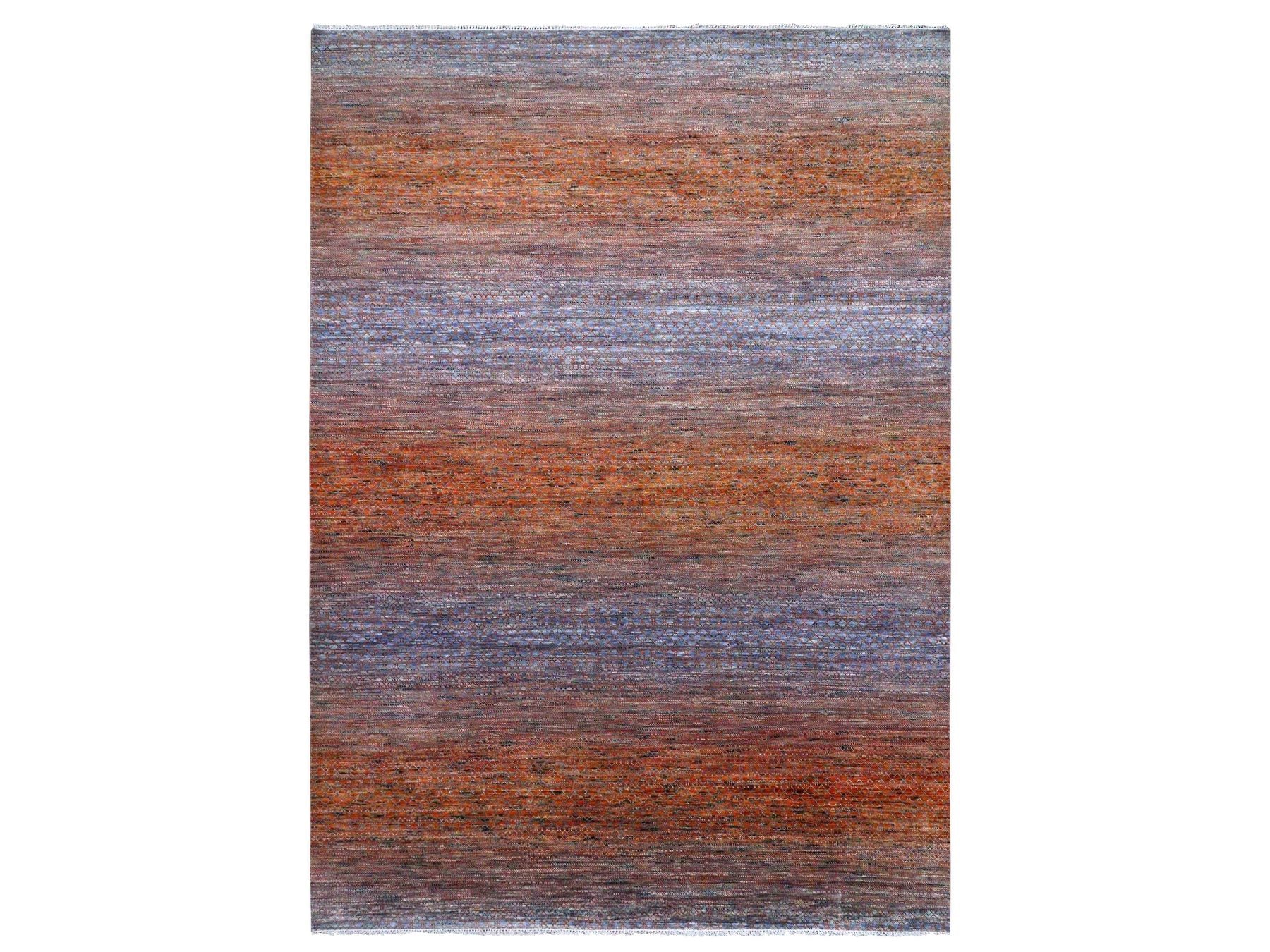 Modern / Contemporary hand-knotted wool rug in Orange, 10'3" x 14' — SKU O079020
