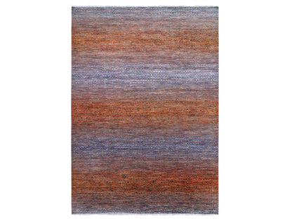 Modern / Contemporary hand-knotted wool rug in Orange, 10'3" x 14' — SKU O079020