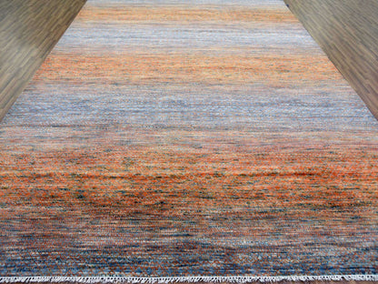 Orange 10'3" x 14'0" Modern / Contemporary Hand knotted Wool Rug - Sku: O079020