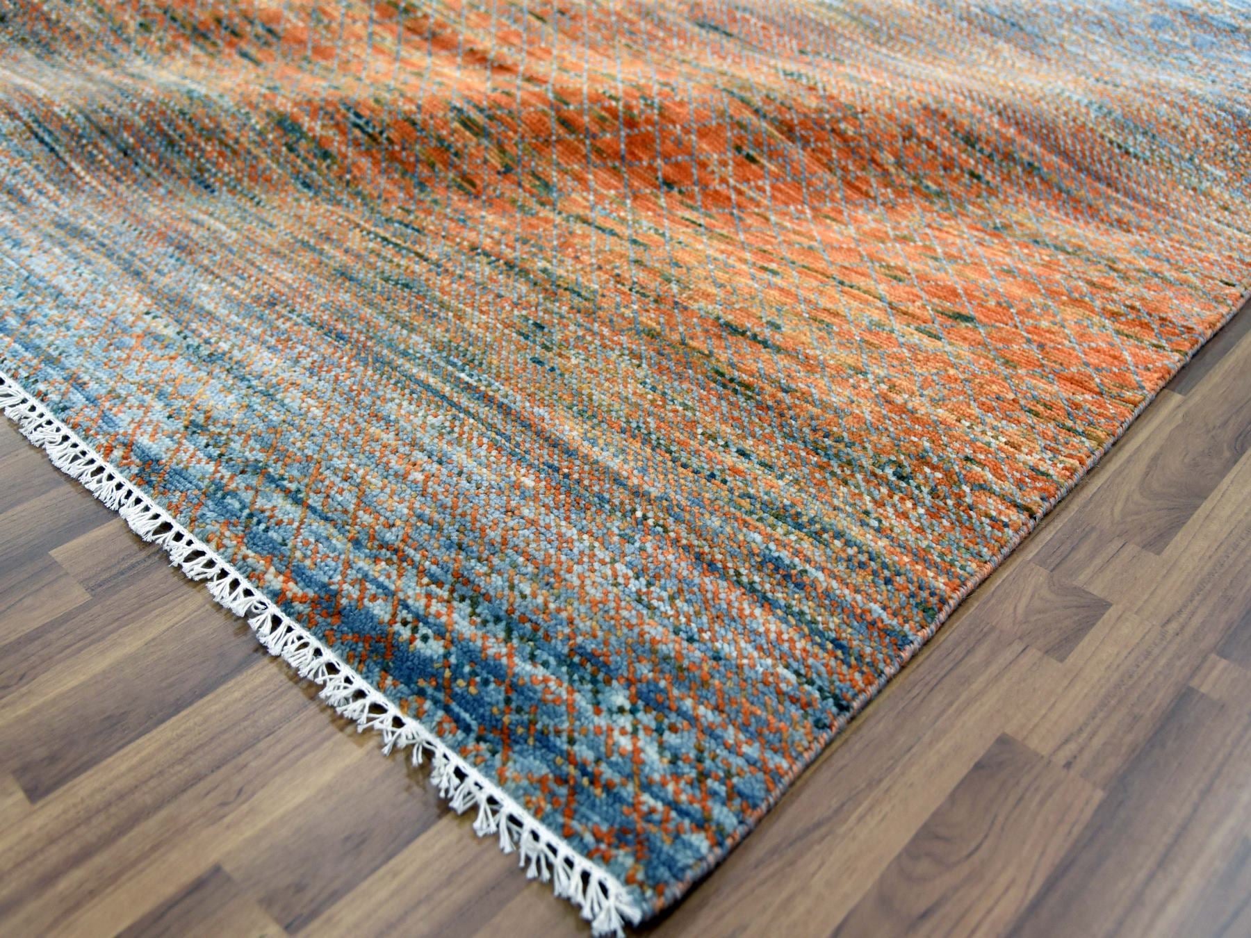 Modern / Contemporary hand-knotted wool rug in Orange, 10'3" x 14' — SKU O079020 (view 6)