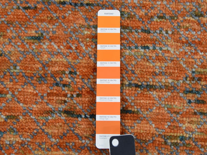 Modern / Contemporary hand-knotted wool rug in Orange, 10'3" x 14' — SKU O079020 (view 7)