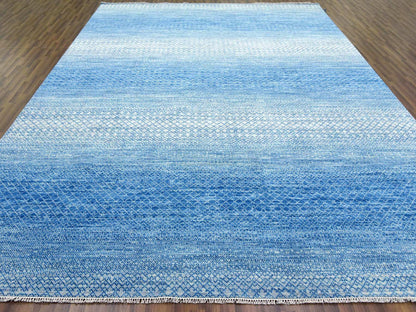 Blue 10'1" x 14'0" Modern and Contemporary Hand knotted Wool Rug - Sku: O079023