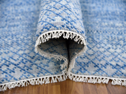 Blue 10'1" x 14'0" Modern and Contemporary Hand knotted Wool Rug - Sku: O079023