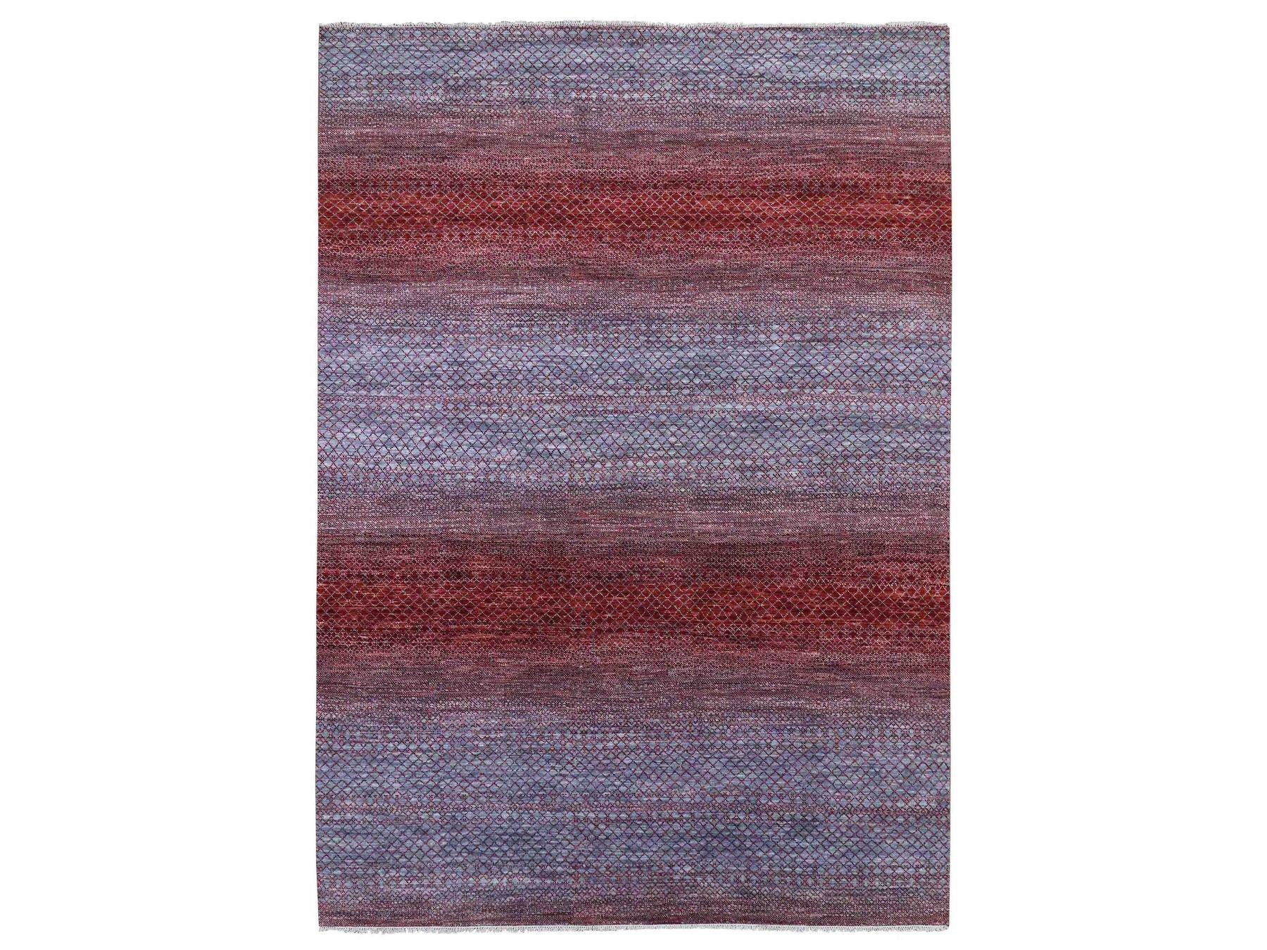 Modern / Contemporary hand-knotted wool rug in Red, 9'9" x 14' — SKU O079027