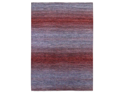 Modern / Contemporary hand-knotted wool rug in Red, 9'9" x 14' — SKU O079027