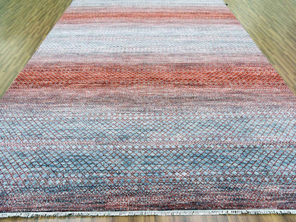 Modern / Contemporary hand-knotted wool rug in Red, 9'9" x 14' — SKU O079027 (view 2)